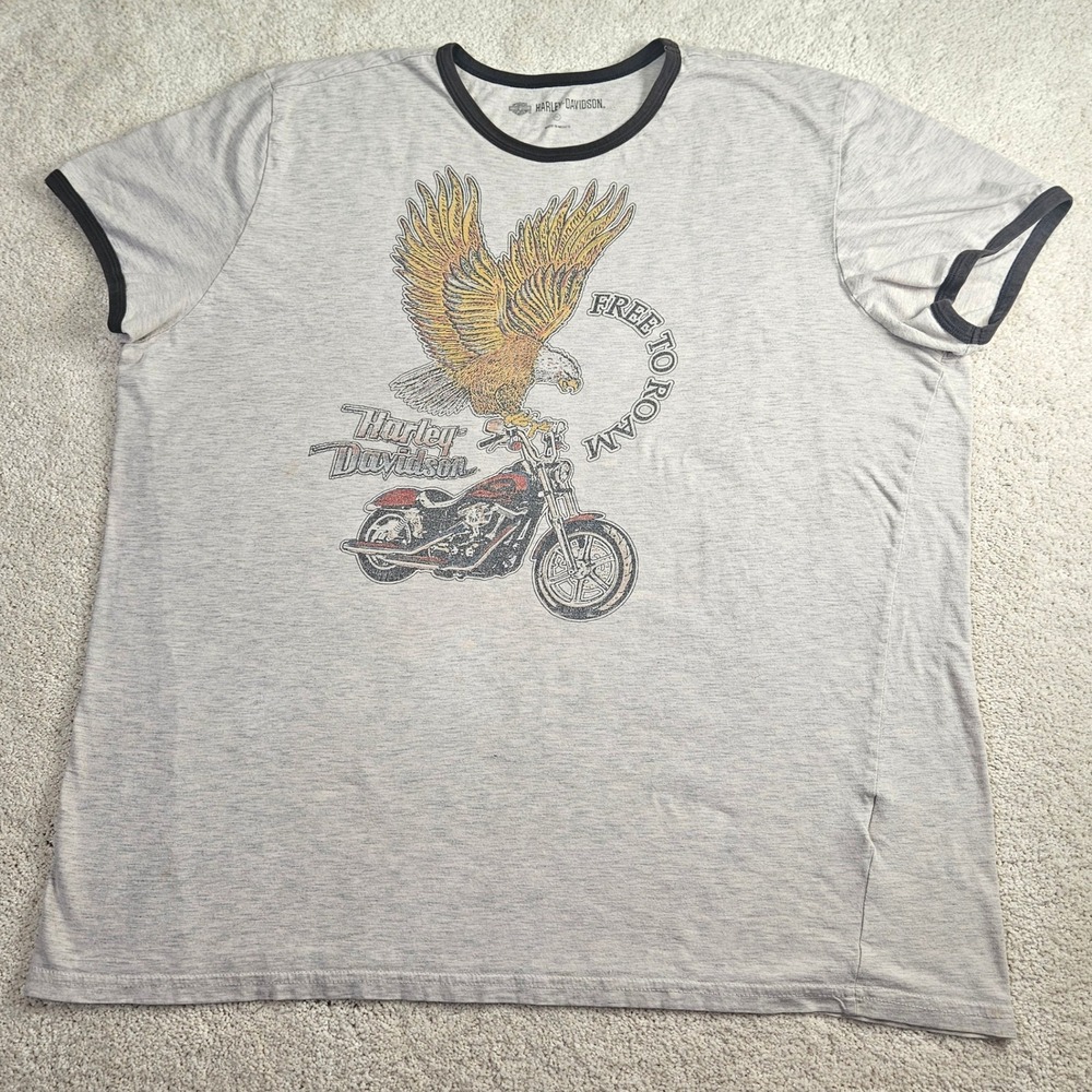 Women's Harley Davidson Free to Roam Eagle Motorcycle‎ Ringer T-Shirt Size 2XL